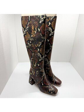 Circus Sam Edelman Karina Snake Print Knee High Boots Block Heel 6.5